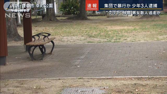 公園で男性が意識不明…男女複数人で暴行か“グリ下”仲間の少年3人逮捕　数人逃走か