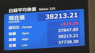 日経平均株価が一時800円超値上がり