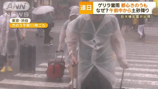 連日のゲリラ雷雨　都心はきのうも…なぜ？　巨大積乱雲が出現し午前中から土砂降りに