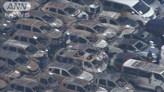 輸出用車の保管場で火事　約50台焼ける　北九州・門司