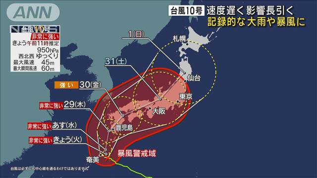 【台風10号】速度遅く影響長引く 記録的な大雨や暴風に