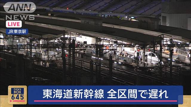 東海道新幹線 全区間で遅れ　大雨影響