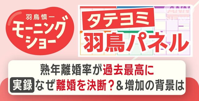 【羽鳥パネル】熟年離婚率が過去最高に 実録 なぜ離婚を決断？＆増加の背景は