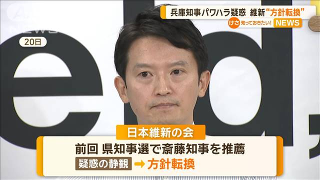 兵庫知事のパワハラ疑惑で維新が方針転換　吉村共同代表「不信任案の提出あり得る」