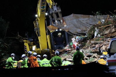 愛知の土砂崩れ、2人安否不明　現場は災害警戒区域に指定されず