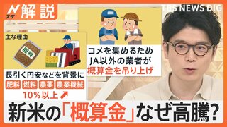 「3～4割ほど価格上昇」待望の新米流通も 大幅値上げ、「概算金」上昇 背景に円安・集荷競争【Nスタ解説】