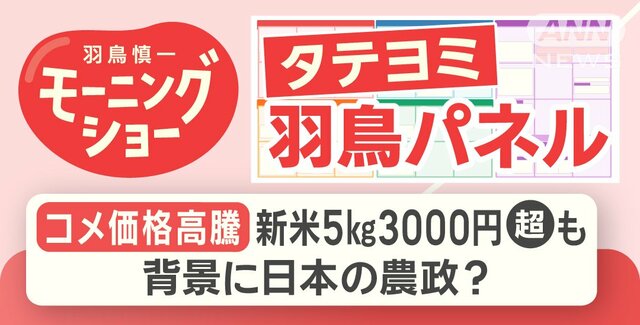 【羽鳥パネル】コメ価格高騰 新米5kg3000円超も 背景に日本の農政？