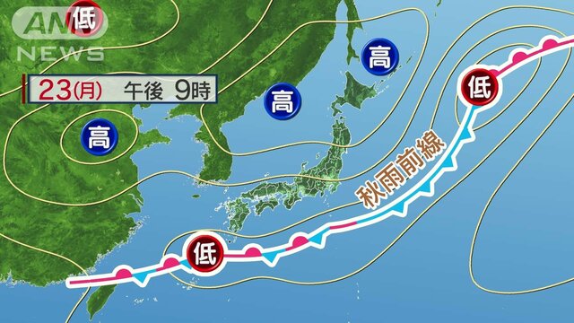 秋雨前線南下　24日にかけて「さわやかな秋エリア」拡大　週後半は再び蒸し暑く