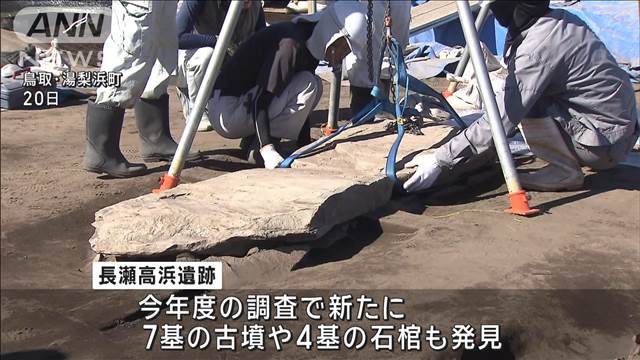 鳥取・長瀬高浜遺跡　古墳時代の石棺から人骨発掘