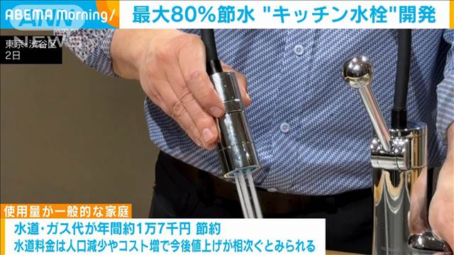 水圧変わらず…最大80％節水“キッチン水栓”開発