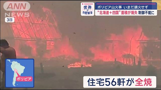 “北海道＋四国”面積が焼失　制御不能に　ボリビア山火事　いまだ鎮火せず