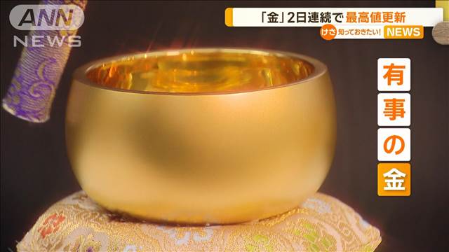 2日連続　金が最高値更新