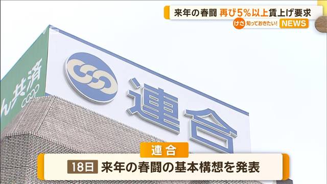 来年の春闘　再び5％以上賃上げ要求