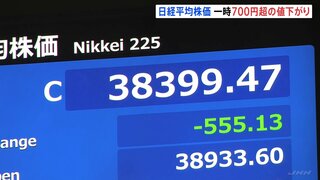 日経平均株価、一時700円以上値下がり　日米で政治の先行き不透明感から売り注文