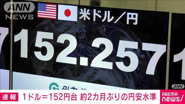 “円安急進”約2カ月半ぶり1ドル＝152円台　アメリカ長期金利の上昇が最大の要因