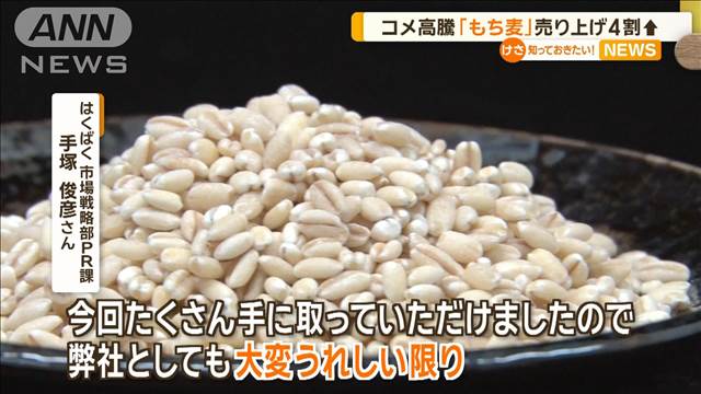 コメ高騰で「もち麦」売り上げ4割増