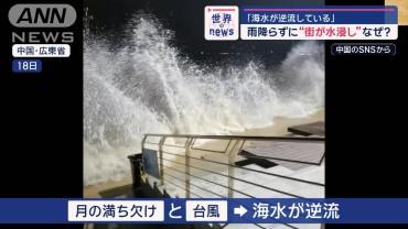 「海水が逆流している」 雨降らずに“街が水浸し”なぜ？　中国