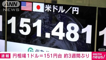 【速報】円高が加速し1ドル＝151円台　151円台は約3週間ぶり