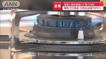 12月使用分の電気・ガス料金　多くの地域で値下がり　燃料価格下落、円高で