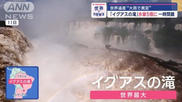 世界遺産“大雨で異変”「イグアスの滝」水量5倍に 一時閉鎖